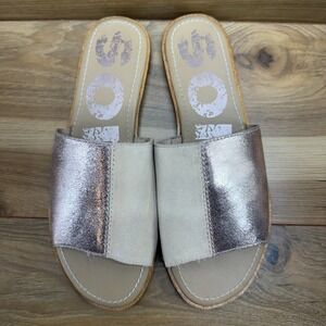 Sorel Ella Slide Sandals Womens 10 Light Pink Metallic Slip On Flats